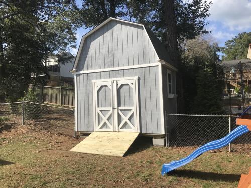 12X8 Asheville with optional 8' walls, ramp, windows and paint.