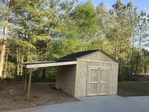 12X16 West Point with an optional lean-to built on a slab.